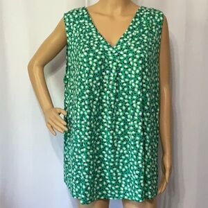 Croft & Barrow Floral Green Sleeveless Women Top Size 2X